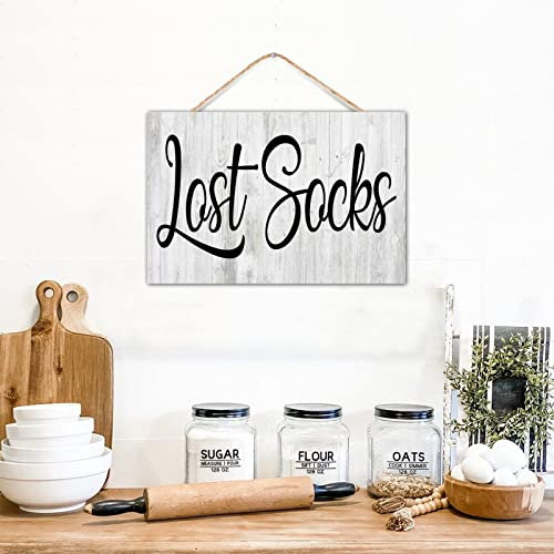 Lost Socks Holzschilder Wandkunst Dekorative Lustige Schilder Vertikales Holzschild für Kinderzimmer Innenkabine 30,5 x 20,3 cm