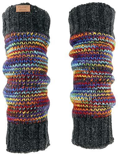GURU SHOP Wollstulpen aus Nepal, Beinstulpen aus Schurwolle Ton in Ton - Bunt, Herren/Damen