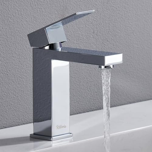 Kelleria Rubinetto per il Bagno Cromato, Miscelatore per Acqua Calda e Fredda, Miscelatore Monocomando per Lavabo in Acciaio Inossidabile, Rubinetteria per il Bagno, un'Installazione Semplice