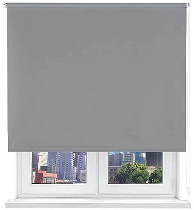 HOME MERCURY- Estor Opaco Enrollable Blackout, Estores térmicos, Persiana Enrollable Blackout para Ventanas. Fácil Instalación (150x180cm, Gris)