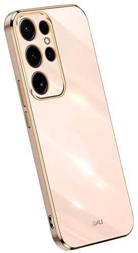 RankOne La Custodia del Telefono è Adatta per Samsung Galaxy S24 Ultra (6.8 Inches), Case per Cellulare in Silicone con Telaio Galvanico - Rosa