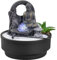 Zimmerbrunnen für den Garten, Zen, Wasserfall, Glas, buntes LED-Licht, Dekoration für entspannte Atmosphäre, Garten, Zen weißer Sand, Tischbrunnen, geschlossener Kreislauf, H21 cm – Sumana Zen'Light