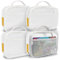 holay 4 Packs PVC Zippered Blocks Set, Toy, Clay, Board game Storage Organizer Case (Name Tag, Manual Pocket) (White, Small)