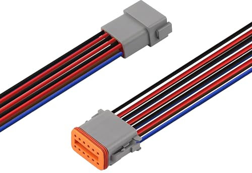 WOODGUILIN DT 12 Polig Connector,Deutsch DT Automotive Waterproof Electrical Connector 12 Way Male Female Plug with 16 AWG Cable Wire,for Car,Truck,Boats,LED Work Light.(1 Pairs,12P DT Gray)