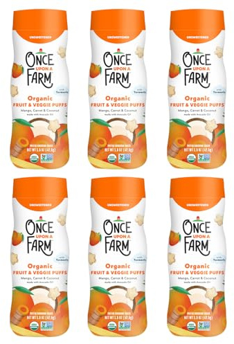 Once Upon A Farm Mango, coco y zanahoria, sorgo de frutas y verduras, sin OGM, 42,5 g (6 unidades)