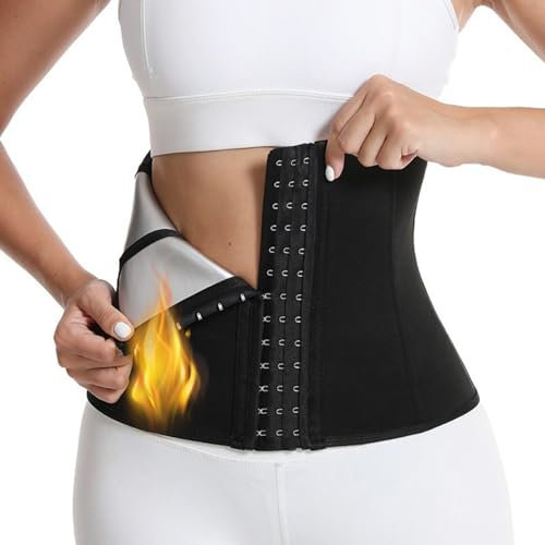 Weyot Bauchweg Schwitzguertel, Bauchweggürtel Fitnessgürtel Kompression Fettverbrennung Bauchkontrolle Schwitzgürtel, Verstellbarer Neopren Sauna Waist Trainer Damen,L,Black