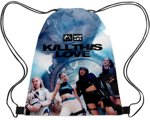 MENAUX Unisex Kpop Turnbeutel Rucksack Lisa Jennie Jisoo Rose Fanartikel Kpop Fashion Kordelzugbeutel Perfekt für Herren Damen Mädchen Fans