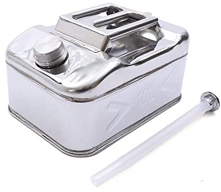 DeeDuud Bidón de gasolina de acero inoxidable de 20 L/10 L, con tubo de guía de aceite, grosor de 0,8 mm, para diésel y gasolina (10 L)