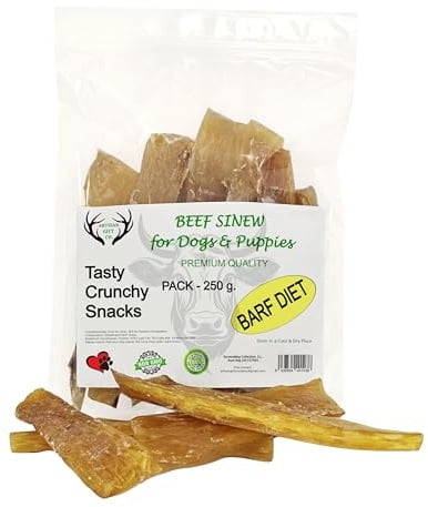 Tendini di Manzo per Cani, Confezione 250 gr. | Masticativi Naturali per Cani - Carne Essiccata