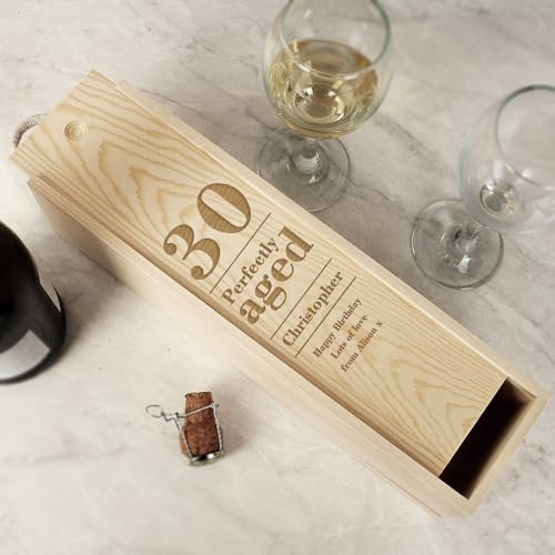 Custom Birthday Wooden Wine Bottle Gift Box Presentation Wine Holder (Standard 70cl wine bottles only) 21st 30th 40th 50th 60th 70th 80th Personalised