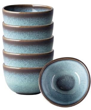 Villeroy & Boch like. by Lave Glacé Lot de 6 coupelles à sauce, 140 ml, en faïence, turquoise, 10 x 10 x 6 cm