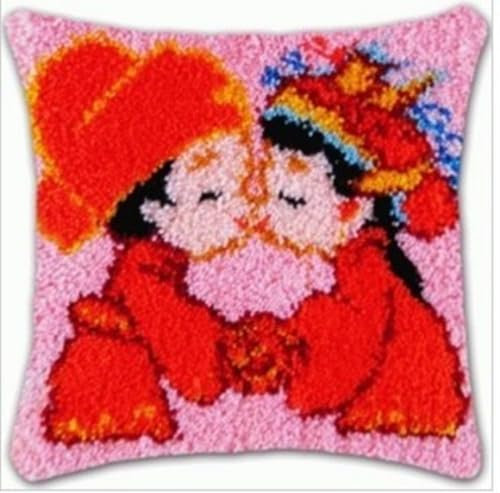 Knüpfhaken-Kissen-Sets Für Kinder, Braut Und Bräutigam, Diy Knüpfhaken-Sets, Teppiche, Bezug, Kissen, Bodenmatte, Kissenbezug, Handarbeit, Häkeln, Für Kinder Und Erwachsene, Geschenk (43 X 43 Cm)
