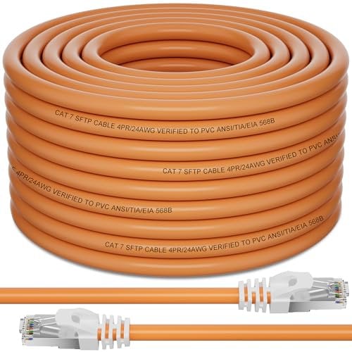 Soibke Cable Ethernet 20 Metros, Cable de Red Cat 7 Cable LAN Largo 20m, Alta Velocidad Cable Internet Gigabit Cable RJ45, Blindado SFTP Network Cable 10Gbps Cable Wifi Naranja Cable Wlan