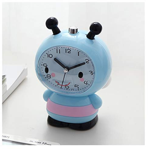 RUNZE765Z Réveil Réveil Musical avec LED Lumineux Creative Mute School Ecolaire Primaire avec Un Petit réveil Children's Spécial Table de chevet Horloge Girl Horloge de Table(Blue)