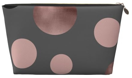 Élégant Faux Rose Gold Blush Rose Cercles Noirs, Trousse de Maquillage Trousse à cosmétiques Trousse de Toilette de Voyage Portable Pochette de Toilette