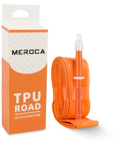 TINGSING TPU-Schlauch 700C, kompatibel mit 700 x 23/25/28/30/32/35c, 65 mm Presta-Ventil, ultraleichte Rennrad-Innenschläuche, 30 g Fahrradreifen für alle Straßen und Schotter, Orange