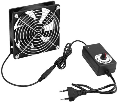 QWORK® Ventilador de Caja de 120 mm con Control de Velocidad - 12 V 1 A - Ventilador de PC sin escobillas para computadoras, portátiles, Cajas de TV y más