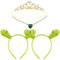 Yezmo 4PCS Grün Oger Ohren Stirnband Set, Ogress Kostüm Zubehör mit Monster Stirnbänder Krone und Halskette für Halloween Cosplay Dress up Party