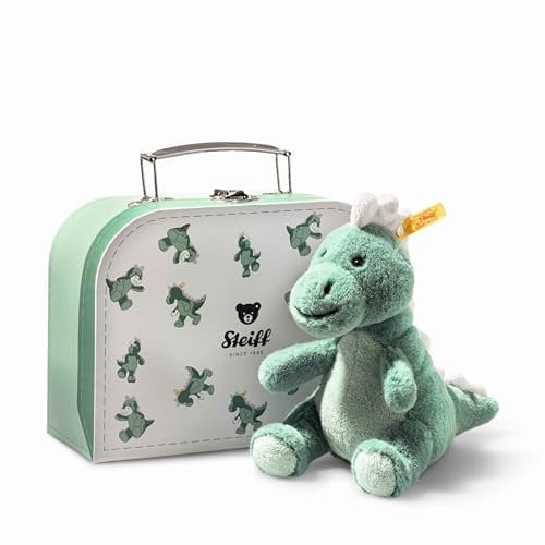 Steiff Joshi Baby T-Rex 16cm gruenblau im Koffer, Soft Cuddly Friends, Kuscheltier Dinosaurier, Stofftier Dino zum Spielen & Kuscheln, aus kuschelweichem Plüsch, waschmaschinenfest