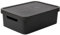 Jolie Max Plastic Storage Box with Lid, 19L Solid Matte Colour, Decorative Design with Handle, Stackable & Nestable Space-Saving Organizer for Home, Office – 45.5 x 33.5 x 15.5 cm (BLACK)