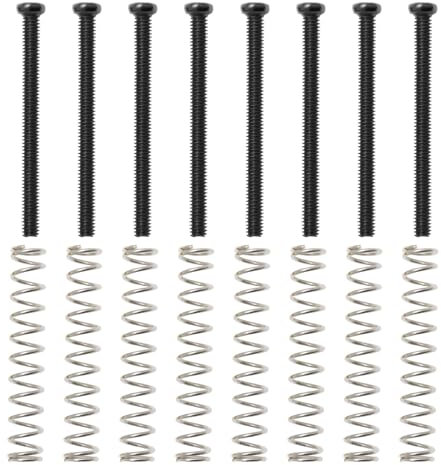 Create idea 8pcs Vis de Montage pour Micro Humbucker M2,5 X P0,45 Longueur 31 Mm avec Ressorts de 28 Mm pour Installation Et Réglage de Micro à Double Bobine de Guitare Noir