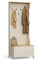 VonHaus Coat Stand with Shoe Storage - Cream Hallway Unit with 7 Double Hooks & Storage Bench - Hall Tree Organiser for Entryway with Wood Effect Seat - Off White Freestanding Coat Rack - Ash Hall