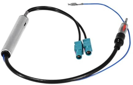 Adaptador Antena Coche con Amplificador, Splitter Antena Radio Coche, Adaptador de ISO a DIN Macho con Alimentación Fantasma, Mantiene la Señal del Amplificador de Tras Cambiar Radio de Fábrica