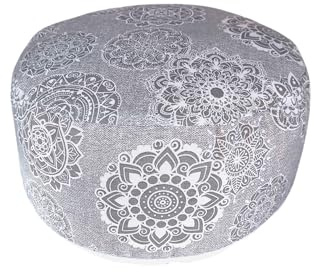 savasanas - Meditationskissen Mandala, Yoga Kissen, yogakissen, yogazubehör, Meditation zubehör, sitzkissen rund, Kissen rund 32x16cm, Baumwolle und Buchweizenschale