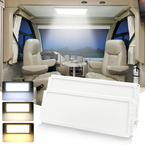 MERTTURM 12V LED Deckenleuchte Super Groß 42x17cm, 1500LM dimmbar mit Schalter, 3 Farbtemperaturen 2700-6500K, für Wohnmobil Wohnwagen Boot Camping, 2er Pack
