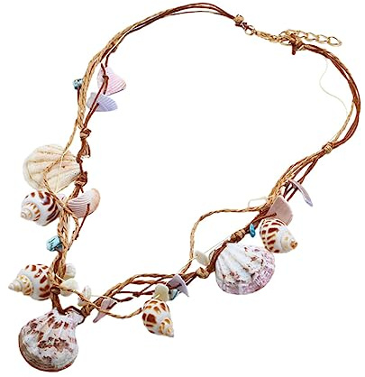 OUNONA Muschelkette aus Echtem Shell Material im Hawaiianischen Stil Handgefertigte mit Kurzem Schlüsselbein Design für Damen Accessoire für Strandpartys