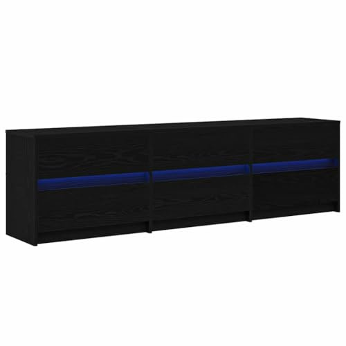 vidaXL TV Cabinet Black 182 x 34 x 50 cm, Rectangular, Rustic Tv Stand, Minimalist Storage Shelving, Stylish Home Bar, Multi-Functional Living Room Furniture