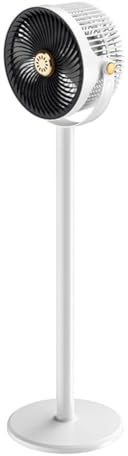 GLFLOW Portable Standing Fan,Pedestal Fans with DC Motor 4000mAh Battery Rechargeable Height Adjustable 28-86.5cm Quiet Operation White(White gray)