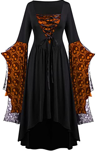 Halloween Costumes Victorian Witch Gothic Plus Size Dresses Medieval Costume Ladies Evening Party Prom Cocktail Swing Glad Rags Vintage Elegant A-line Dress for Women