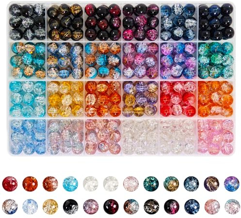 432 Stück 10mm Natürliche Edelstein Perlen für Armbänder Erwachsene Glasperlen zum Auffädeln Armbänder-Set Selber Machen Runde Perlenset Bunte Set Schmuck Bastelperlen Edelsteinperlen Schmuckperlen