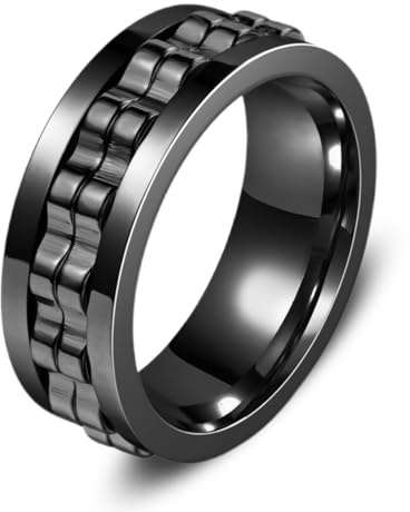 Fidget Ring, Stressabbau und Anti-Angst-Ringe, Spinner Kette Link geformt Band, Edelstahl Spinnere Ring Set, Modeaccessoires, Geschenk für Männer und Frauen, für Männer Frauen, 8mm breit