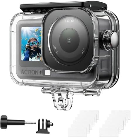 AMAZEAR Waterproof Diving Case for DJI OSMO Action 6 Accessories, Clear | Action6 Pro 60M/200FT Dive Housing for Deep-Sea Water Sports, Snorkeling, In-Water, Hard Shell, Compact Design