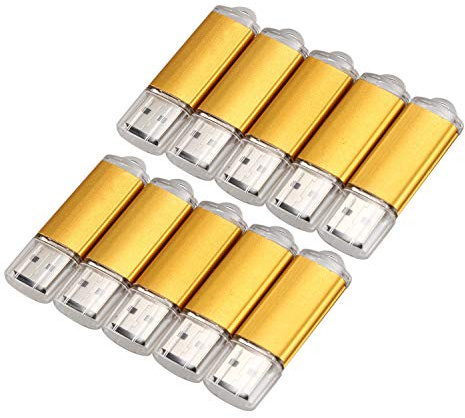 Leprera 10 unidades de memoria USB 2.0 de 512 MB, color dorado