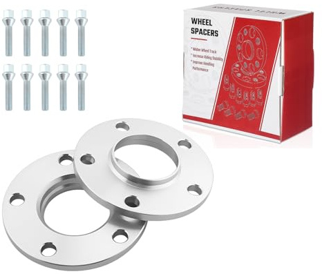 2 Stück 10mm Spurverbreiterung Distanzscheiben Set Ø72,6 5x120mm mit 10 Stück Radschrauben M12x1,5 für BMW E81 E82 E87 E36 E46 E90 E92 E60 E61