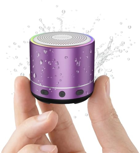 buwy Bluetooth Speaker, Mini Speakers Wireless Bluetooth 5.4 Built-in Microphone, Loud HD Stereo Sound, IP68 Waterproof Speaker with 7 Modes RGB Lights, Small Speaker For Outdoor, Home, Gifts, Purple