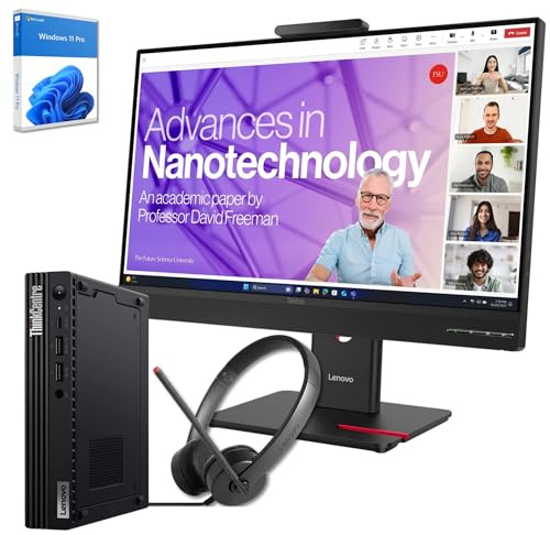 Lenovo PC Completo Ufficio Mini PC Intel core i5 10500T + Monitor 24 ThinkVision T24 web cam audio + Cuffie Essential – 16GB RAM 512GB SSD Nvme Windows 11 Pro Garanzia 36 Mesi