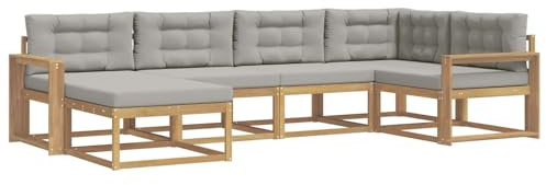 vidaXL Outdoor-Sofagarnitur 5 pcs Weiß und Hellgrau Polyester, Patio-Sofa, Moderne Outdoor-Sitzgruppe, langlebige Gartenmöbel, wetterfest für die Lounge im Garten
