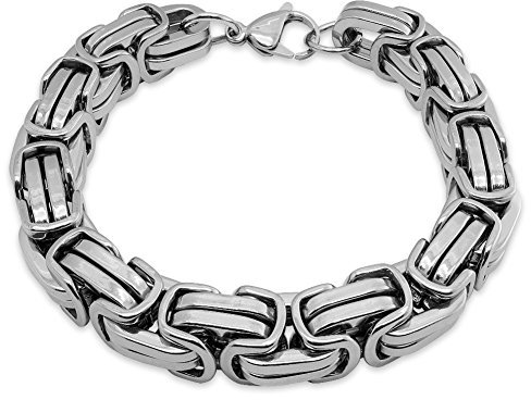 Soul-Cats Armband Edelstahl Königskette Panzerkette Armkette, Farbe: Silber, Stärke: 12 mm