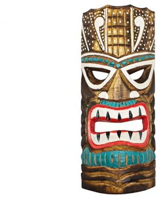 TG,LLC Treasure Gurus Hand Carved Wood Tiki Head Mask 3D Tropical Yard Luau Party Wall Decor
