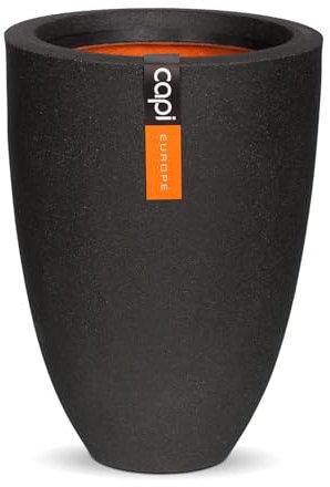 Capi Europe - Gefäß elegant niedrig Smooth NL - 26x36 - Schwarz - Öffnung Ø20 - Blumentopf für den Innen- und Außeneinsatz - Bruchsicher - 100% recycelbar - KBL781