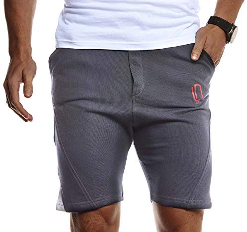 Leif Nelson Herren Jogging Shorts Kurze Trainingshose Sporthose Slim Fit Männer Kurze Fitnesshose Jogginghose Fitness-Short für Training Sport Bodybuilding LN8329 XXL Anthrazit-Rot