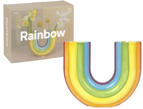 Doiy - Moderner Dekorative Vase - Design in Form eines Regenbogens - Hergestellt aus Keramik - Blumenvase - Dekorative Vase - Doppelter Raum - Mehrfarbig - 7x17x20 cm