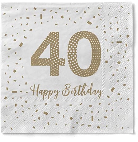Sovie HORECA Serviette Happy Birthday – 40 – Tissue – 33 x 33 cm – 1/4 Falz – 100 Stück – Ideal für Gastronomie & private Feiern