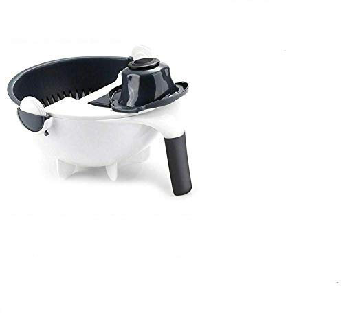 9 in 1 Vegetable Slicer with Strainer-Multifunctional Kitchen Vegetable Slicer Food Chopper Rotate Vegetable Slicer Portable Vegetable Grater Set-with 7 Stainless Steel Blades -Kitchen Tool