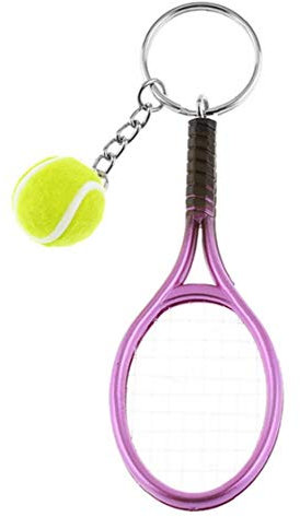 Zonfer Tennisschläger Schlüsselanhänger, Kreatives Keychain Sport Keyring Tennisball Keyring, Beutel-anhänger (lila)