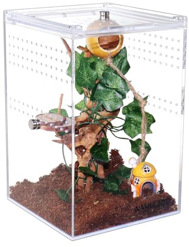 NANEEZOO Reptilien-Käfig, magnetisch, Acryl, 22,9 x 15,2 x 15,2 cm hoch, transparent, für Reptilienzucht, Terrarium, Tank, für Tarantel, Skorpion, Schlingen, Isopods, Wirbellose und Insekten, Mantis